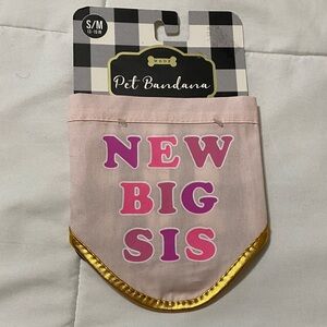 Pet Bandana New Big Sis - Pink and Gold